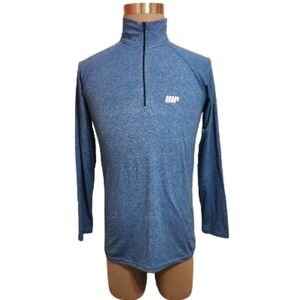 Myprotein Half Zip Mens Pullover Top Small Heather Blue
